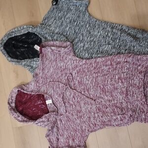 Bundle 2 Hooded Short Tabbed Sweaters with Lace Accent inside Hood Size Large